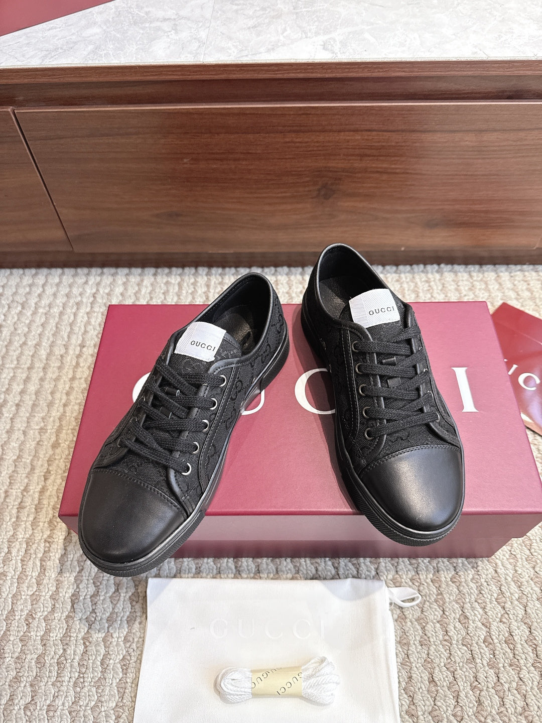 GG Tennis 1977 Low-Top Sneakers Black Leather Canvas 104419