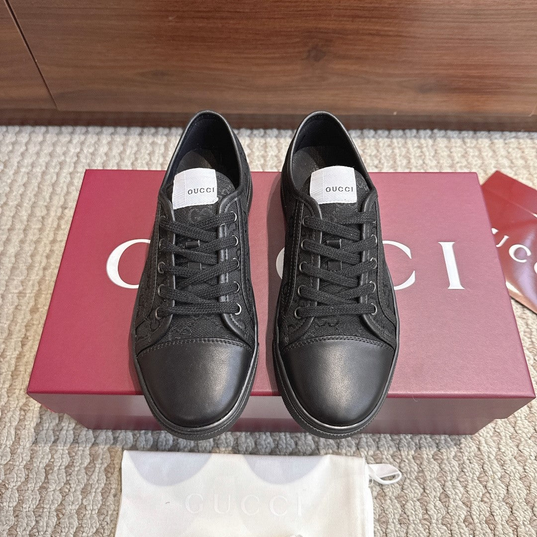 GG Tennis 1977 Low-Top Sneakers Black Leather Canvas 104419