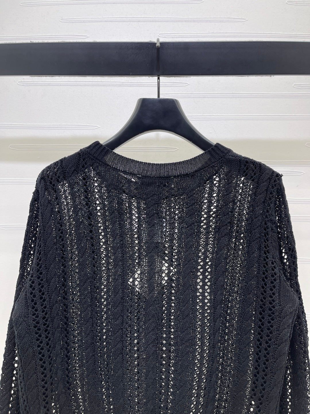 Loewe 26s Cable Knit Long-Sleeve Sweater Black 406571