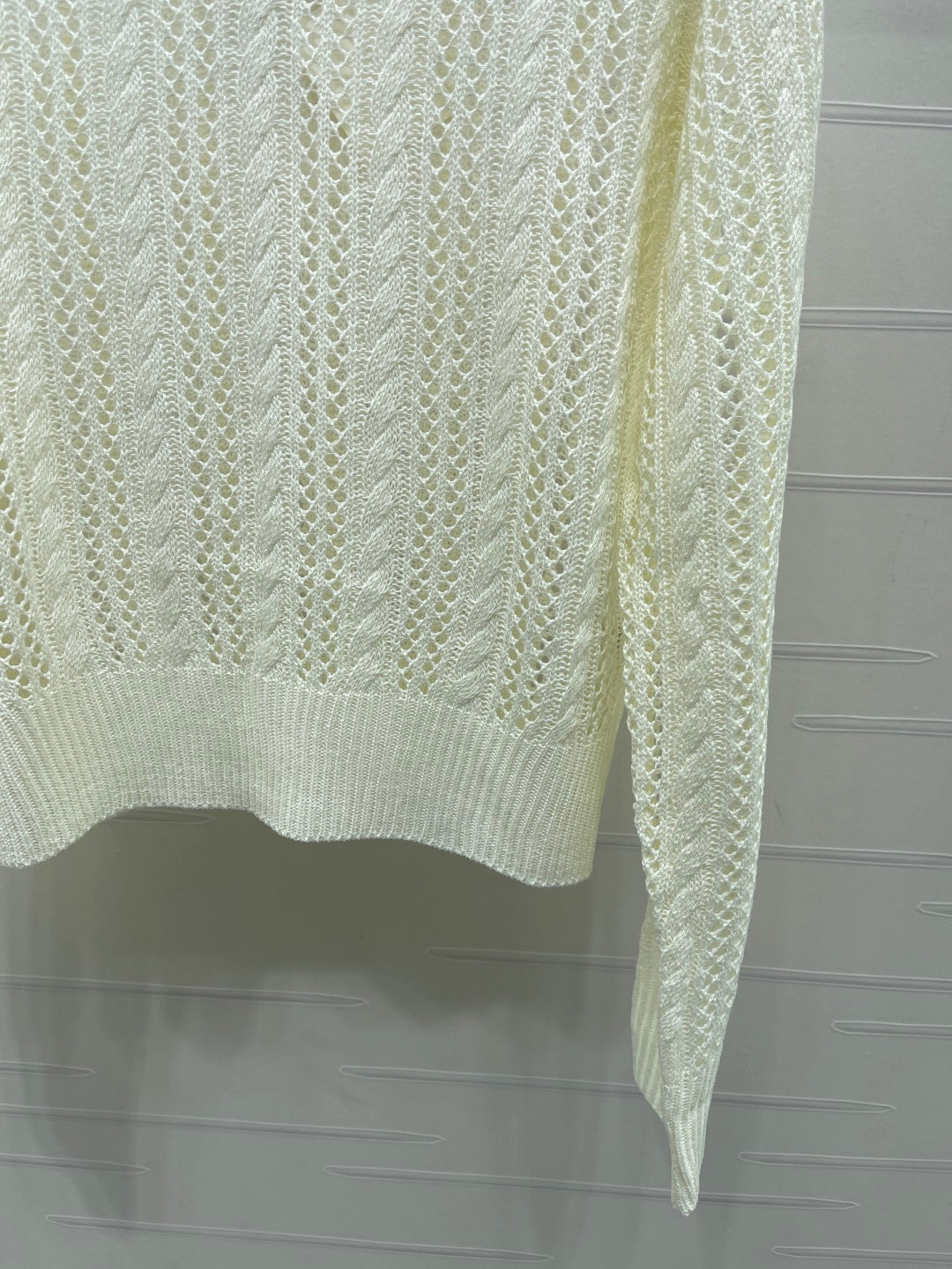 Loewe 26s Cable Knit Long-Sleeve Sweater Cream 406570