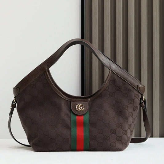 Gucci 2026 Giglio Shoulder Bag 25cm Canvas Calfskin