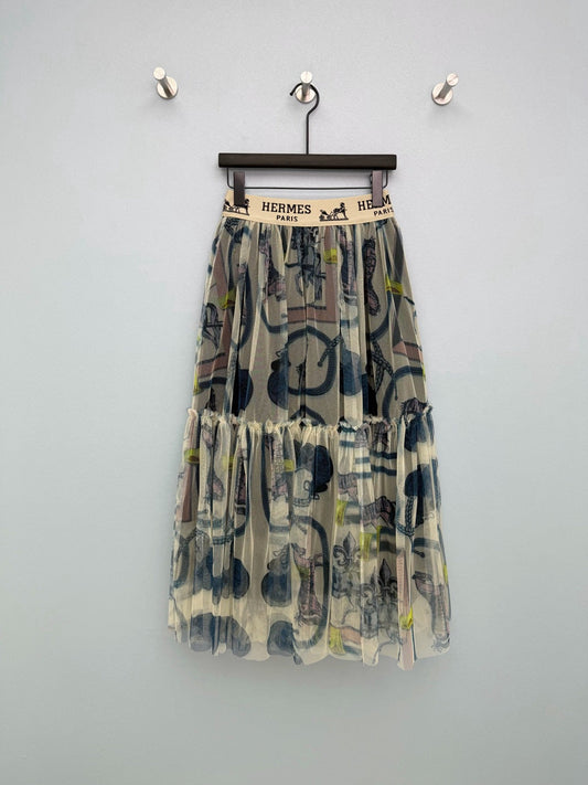 HM 26s Cake Skirt Blue Colorful Mesh 367049