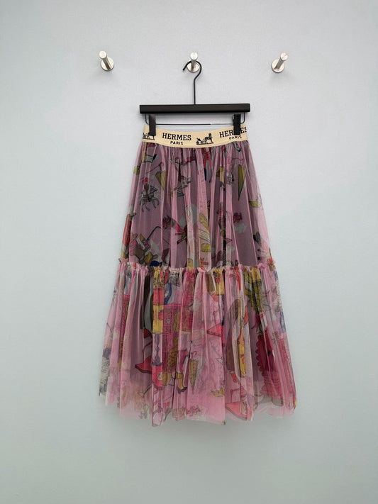 HM 26s Cake Skirt Pink Colorful Mesh 367052