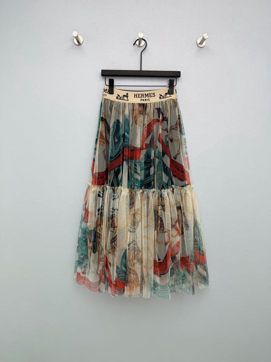 HM 26s Cake Skirt Ivory Colorful Mesh 367055