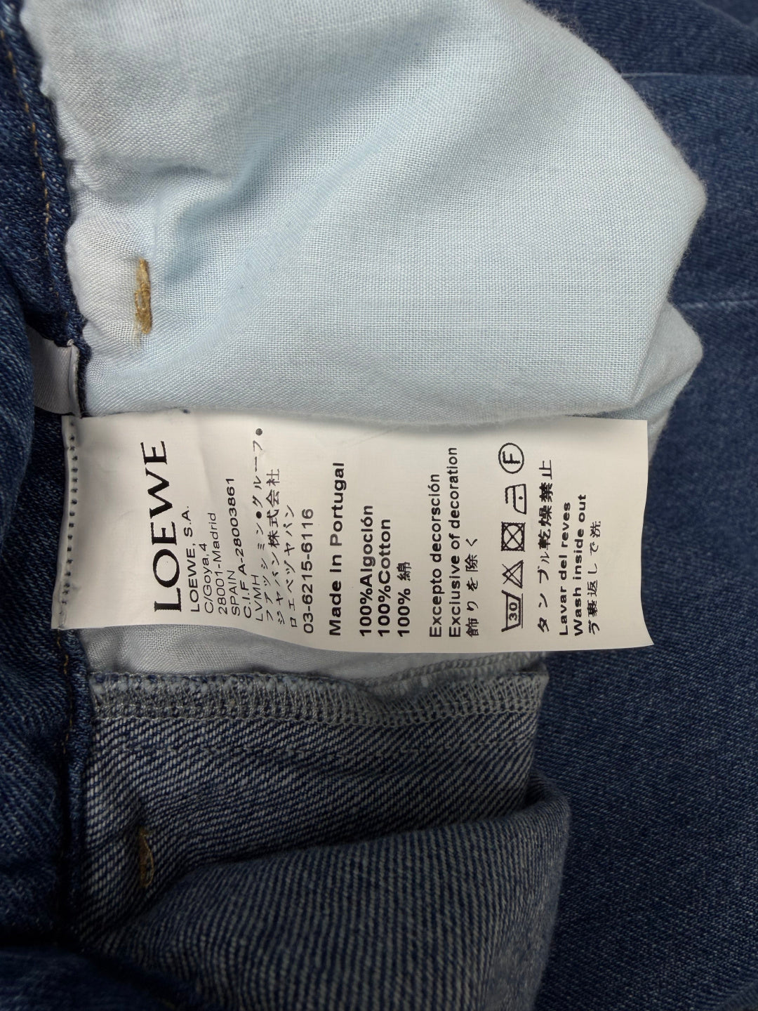 Loewe 26s Pleated Wide-Leg Jeans Blue Cotton 411630