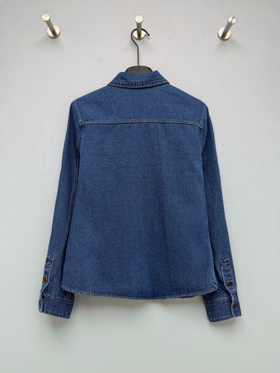Loewe 26s Embroidered Denim Long-Sleeve Shirt Blue 411622