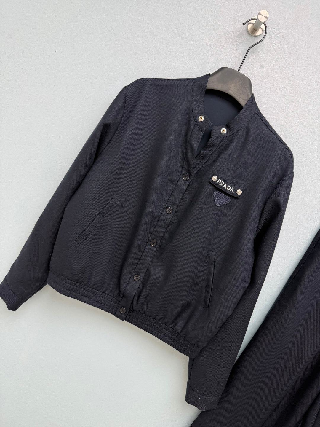 Prada 26s Set Blouson Jacket & Long Pant Black Polyester 421427