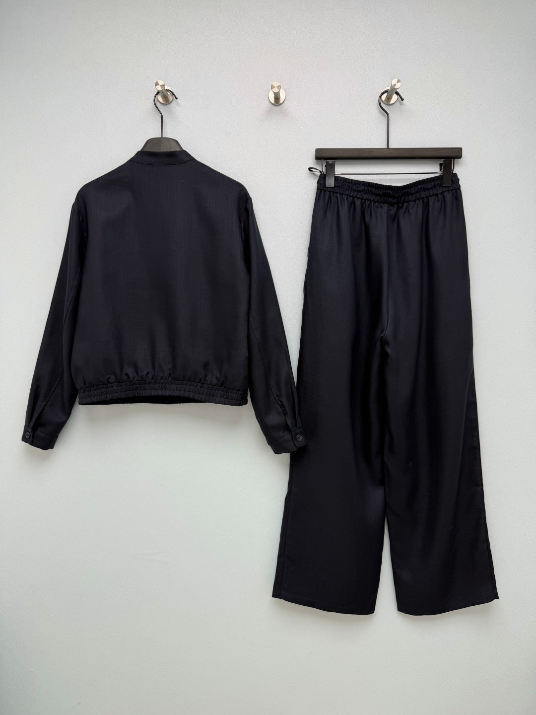 Prada 26s Set Blouson Jacket & Long Pant Black Polyester 421427