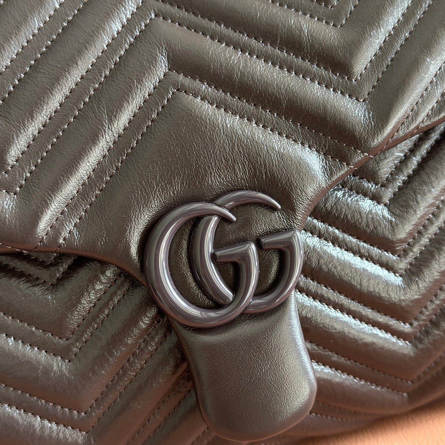 GG MaxiMatelassé GG Marmont Shoulder Bag 37.5 Dark Brown Leather