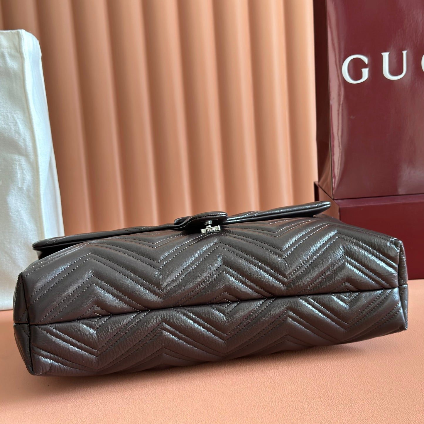 GG MaxiMatelassé GG Marmont Shoulder Bag 37.5 Dark Brown Leather