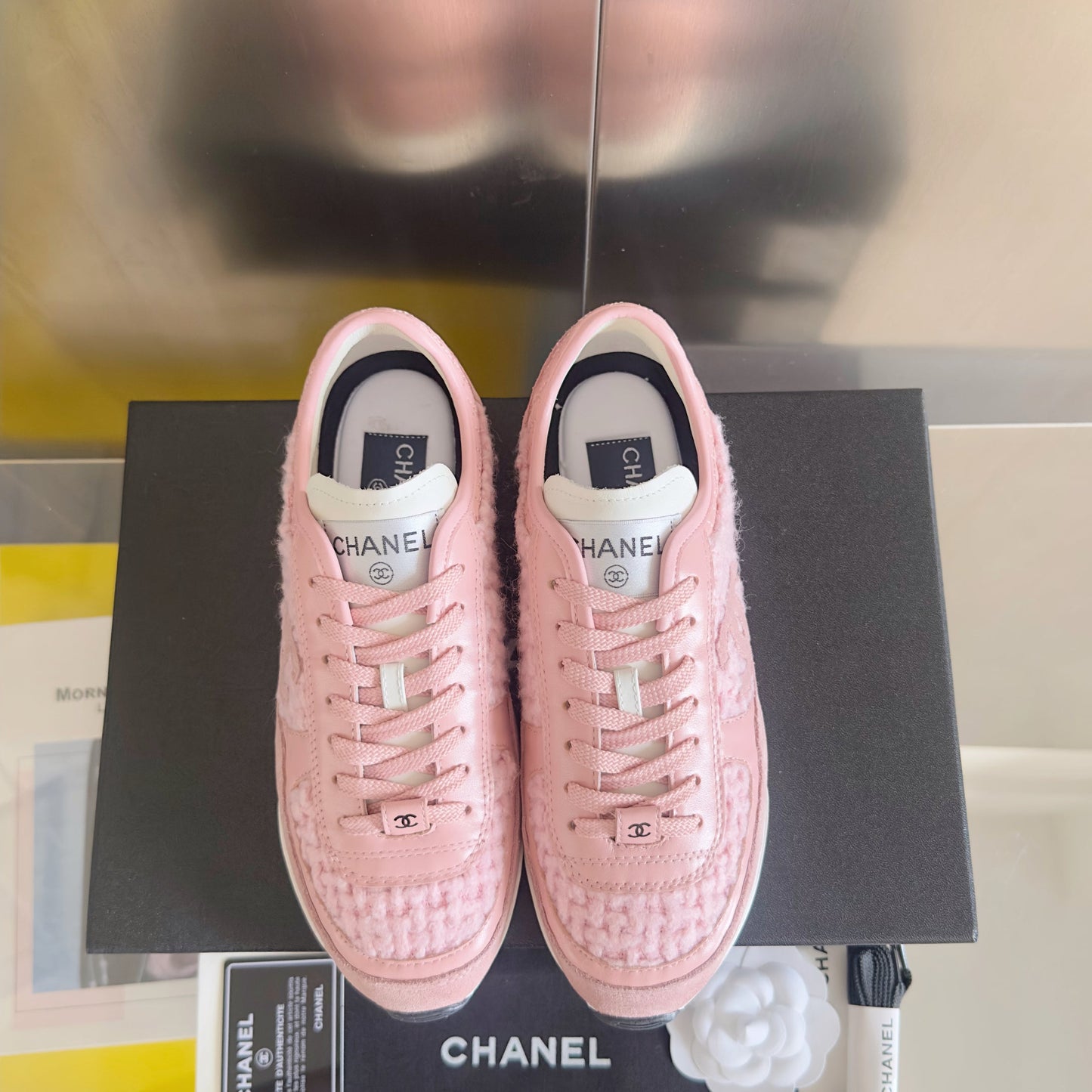 CC 25K British Baseball Shoes Light Pink Woven Cowhide 459736