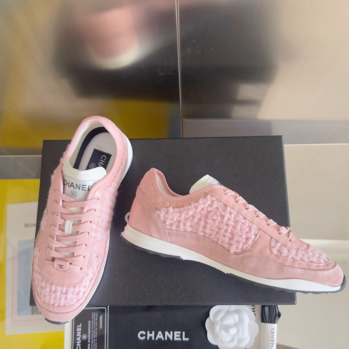 CC 25K British Baseball Shoes Light Pink Woven Cowhide 459736