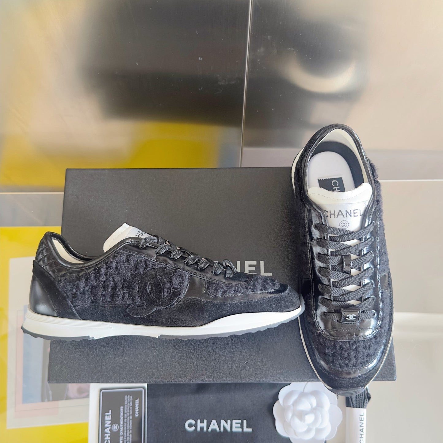 CC 25K British Baseball Shoes Black Woven Patent Leather 459738
