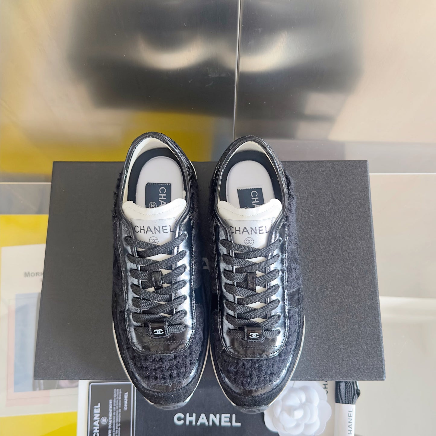 CC 25K British Baseball Shoes Black Woven Patent Leather 459738