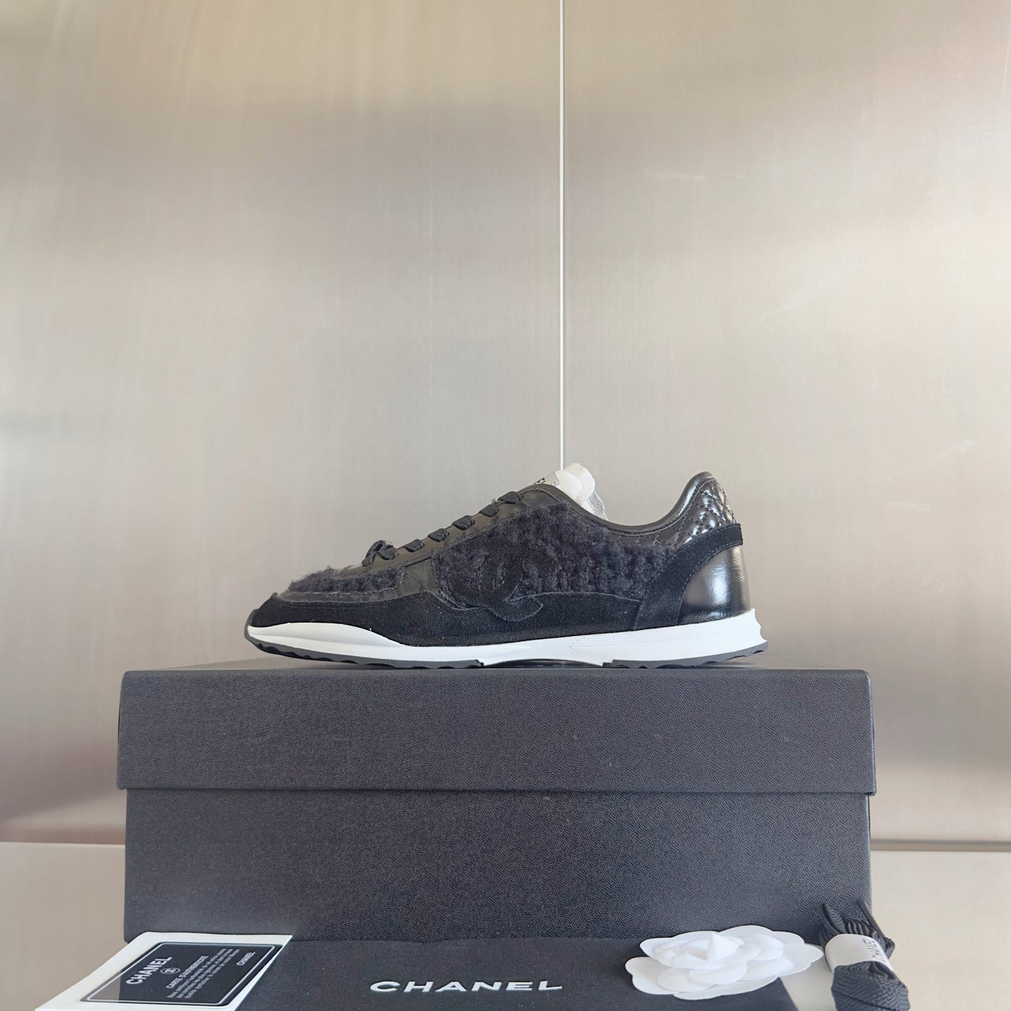CC 25K British Baseball Shoes Black Woven Patent Leather 459738
