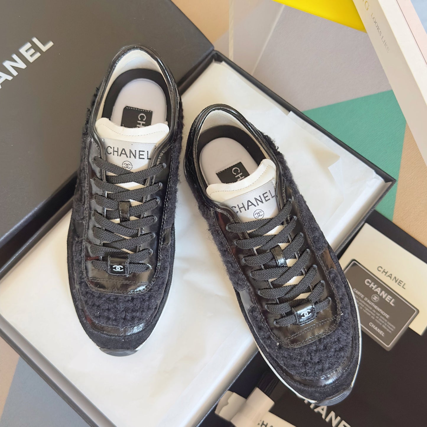 CC 25K British Baseball Shoes Black Woven Patent Leather 459738