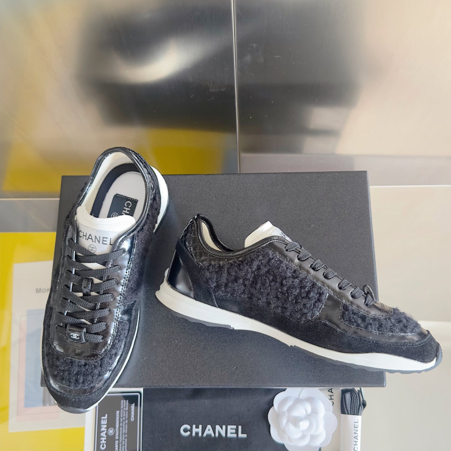 CC 25K British Baseball Shoes Black Woven Patent Leather 459738