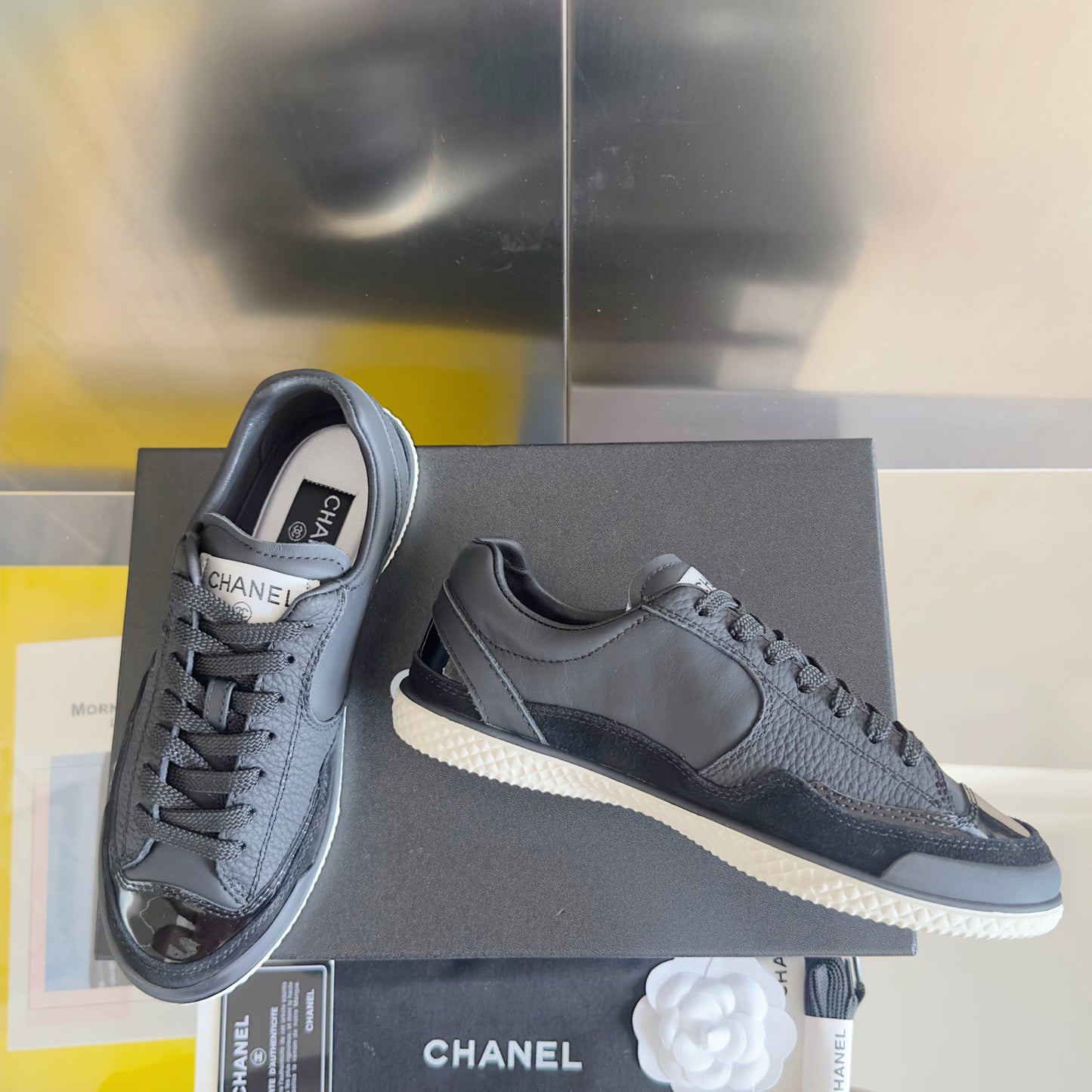 CC 25K British Baseball Shoes Black Cowhide Patent Leather 459740