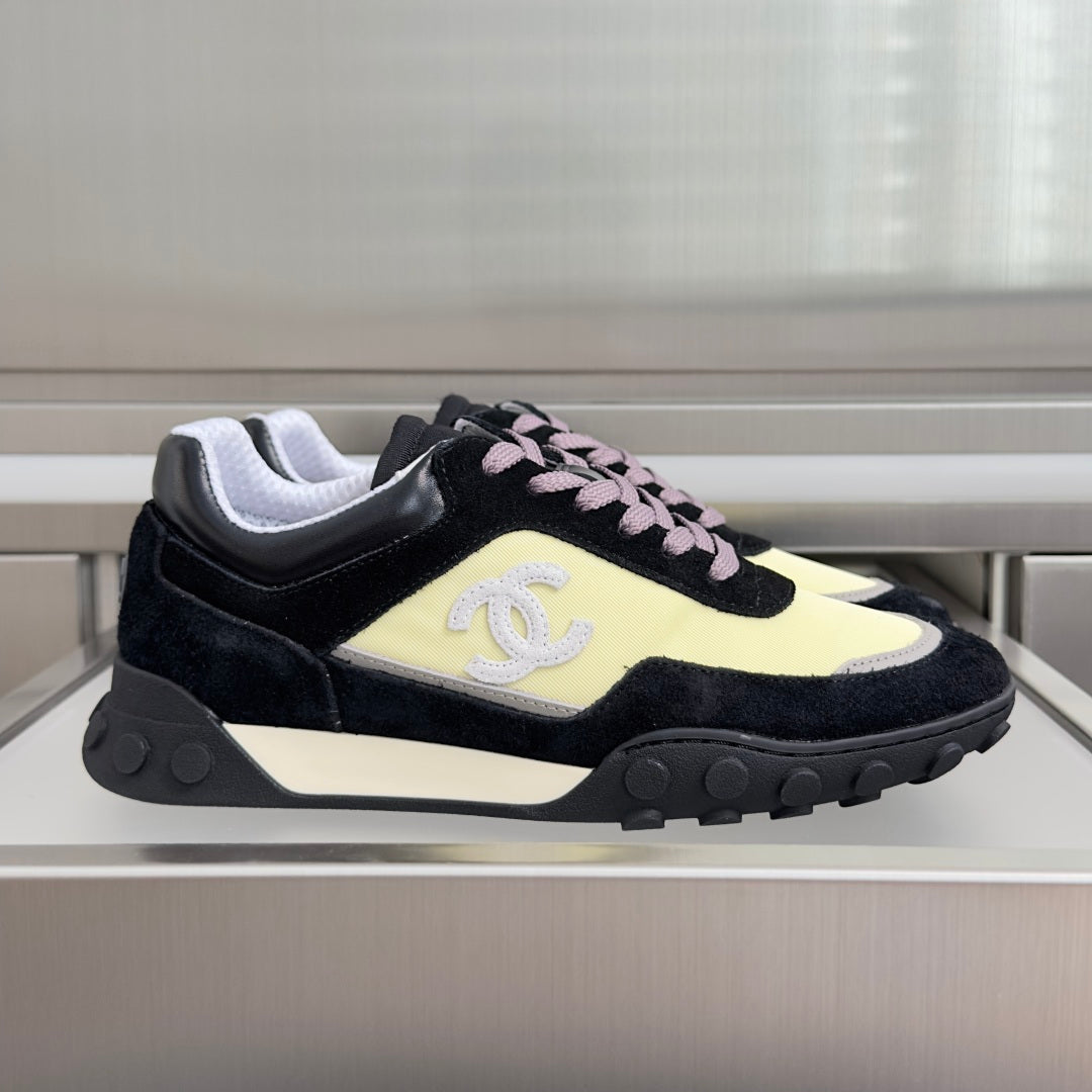 CC 26s Platform Casual Sneakers Black Yellow Suede Lambskin 962953