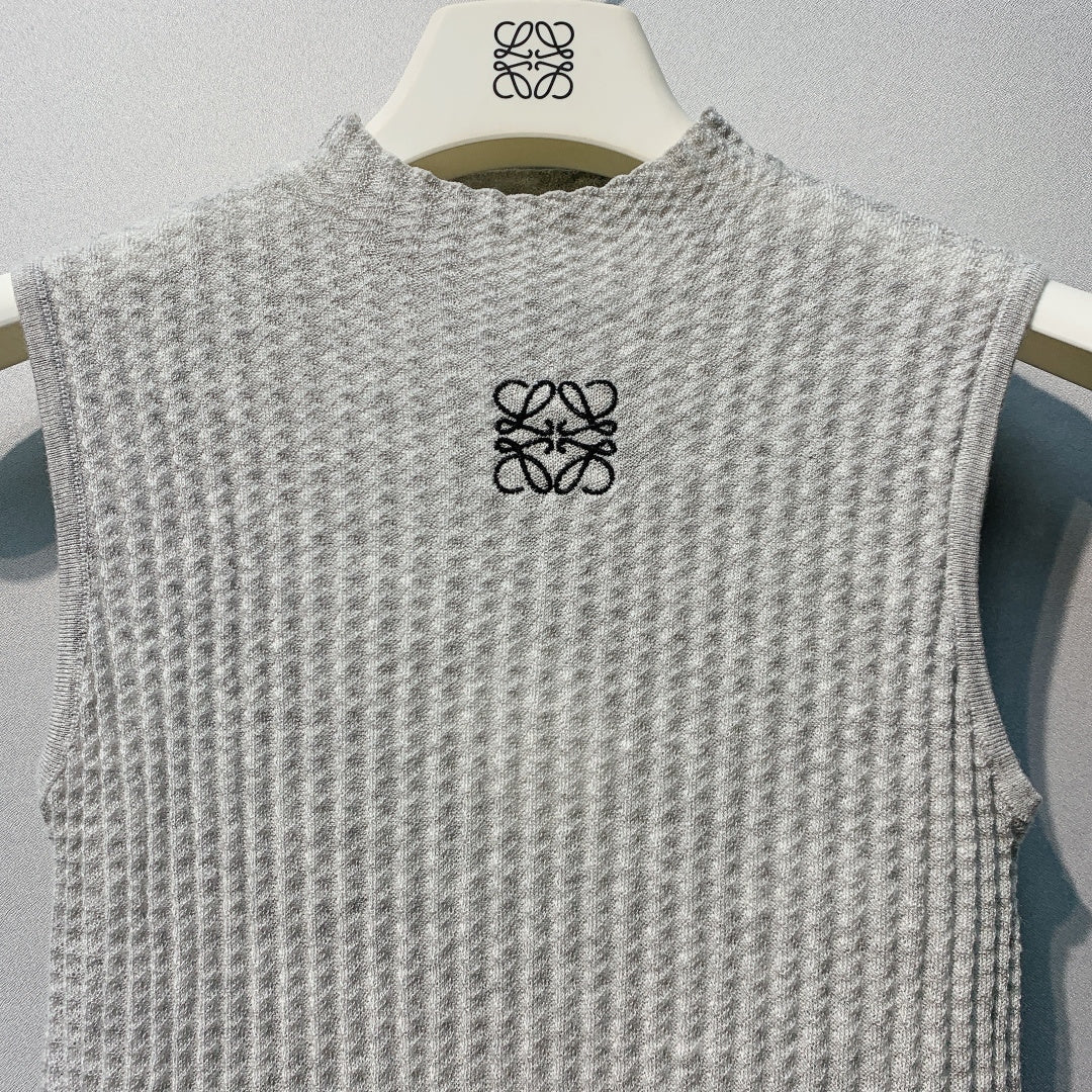 Loewe Anagram Tank Top Grey Ribbed Cotton 362624