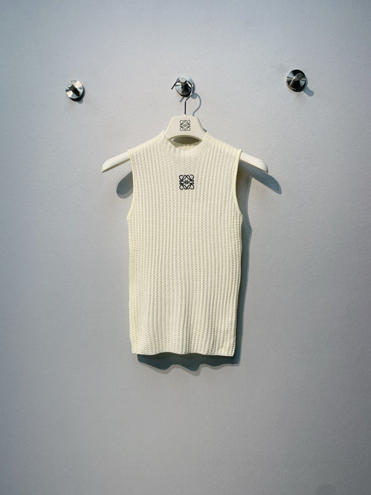 Loewe Anagram Tank Top White Ribbed Cotton 362625