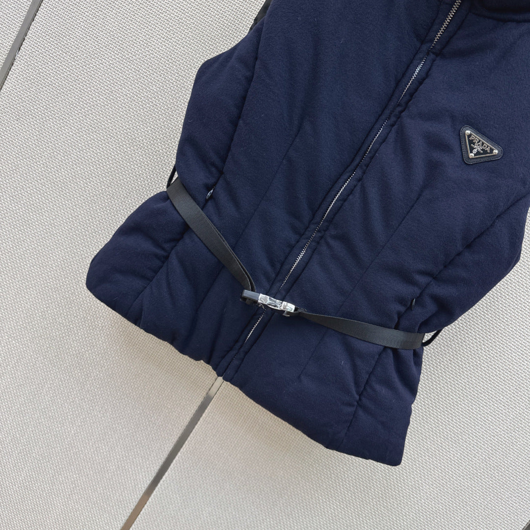 Prada 26s Loden Down Vest Navy Blue Down Filling 419337