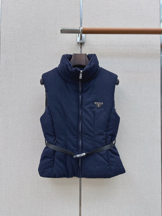 Prada 26s Loden Down Vest Navy Blue Down Filling 419337