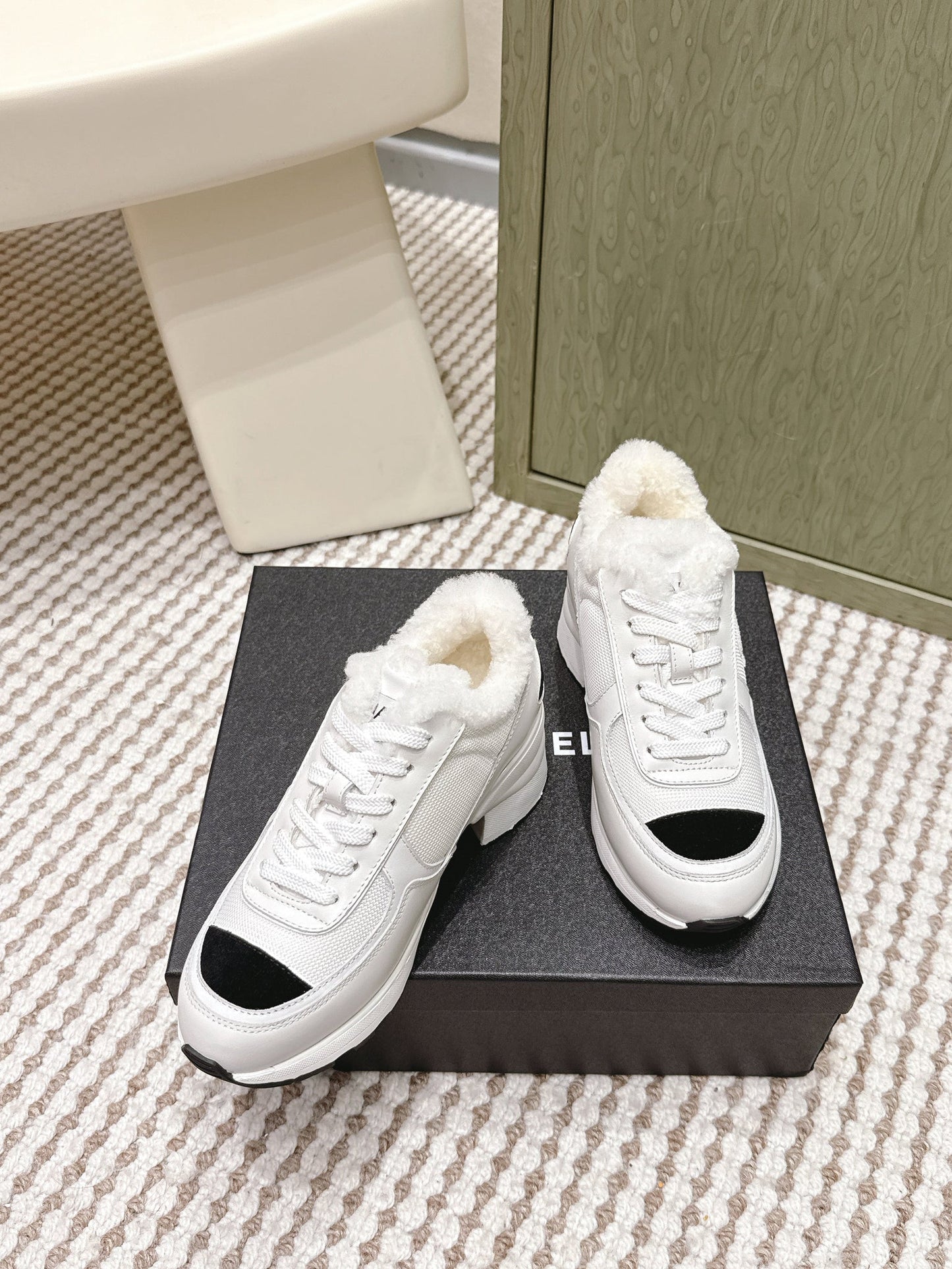 CC 26s Sneakers In White Synthetic Fabric And Calfskin Black Suede