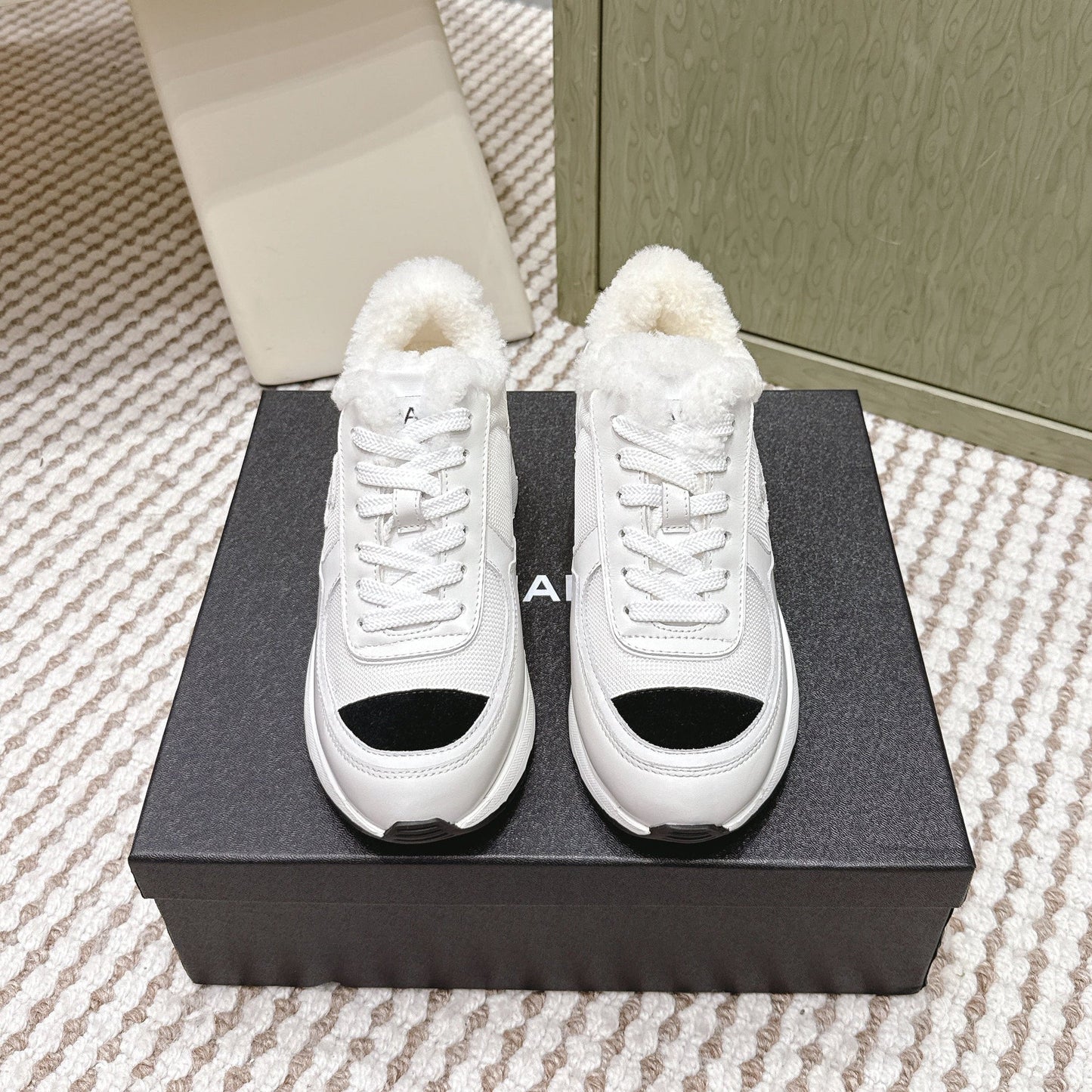 CC 26s Sneakers In White Synthetic Fabric And Calfskin Black Suede