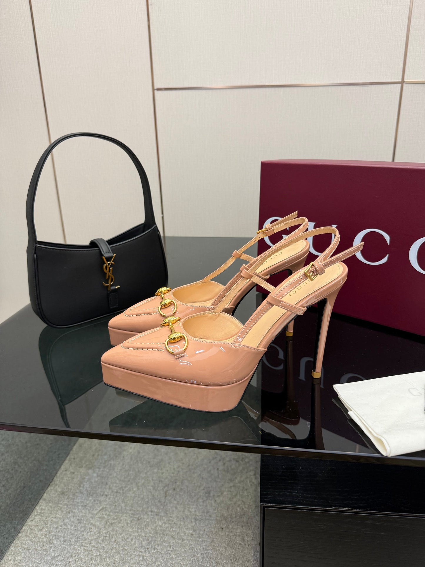 GG 25 Platform Sandals 11.8cm Muted Pink Patent Leather
