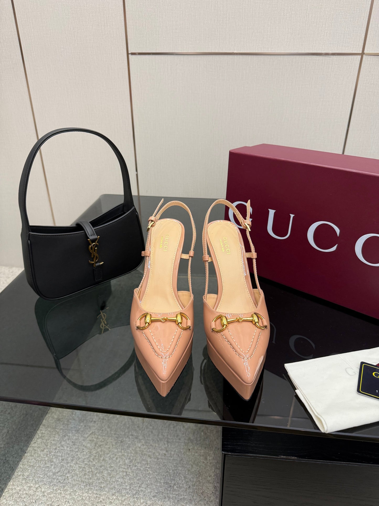 GG 25 Platform Sandals 11.8cm Muted Pink Patent Leather