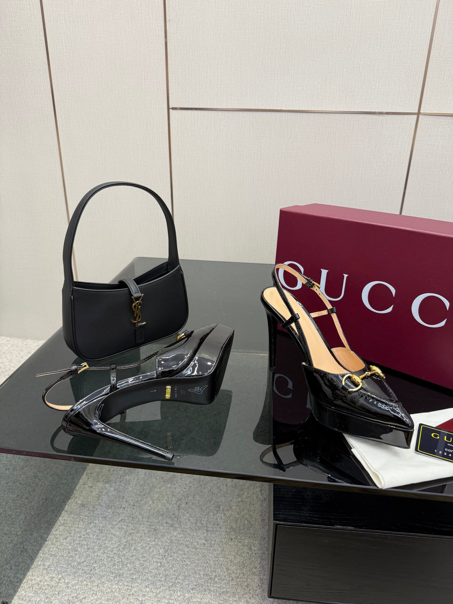 GG 25 Platform Sandals 11.8cm Black Patent Leather