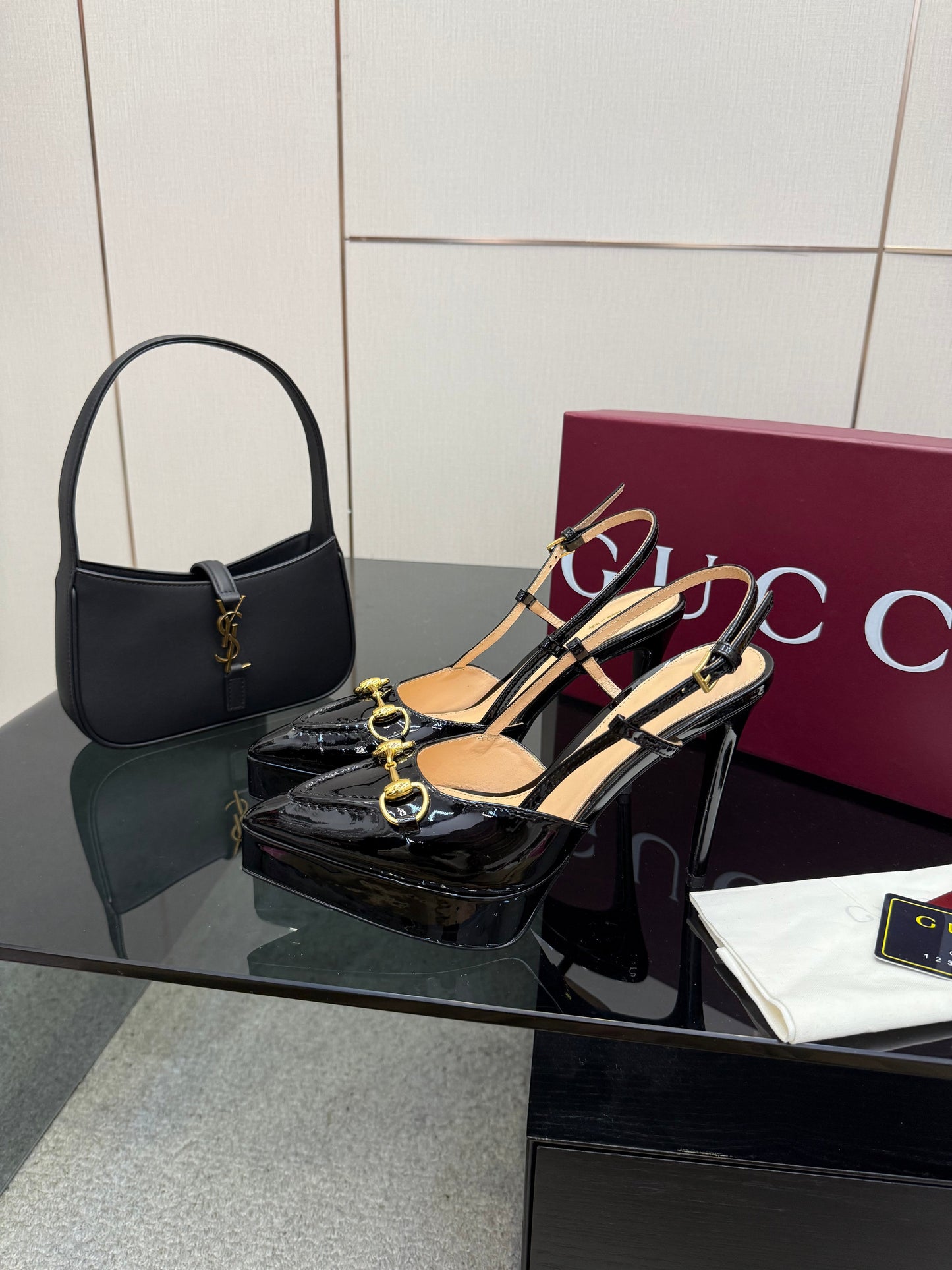 GG 25 Platform Sandals 11.8cm Black Patent Leather
