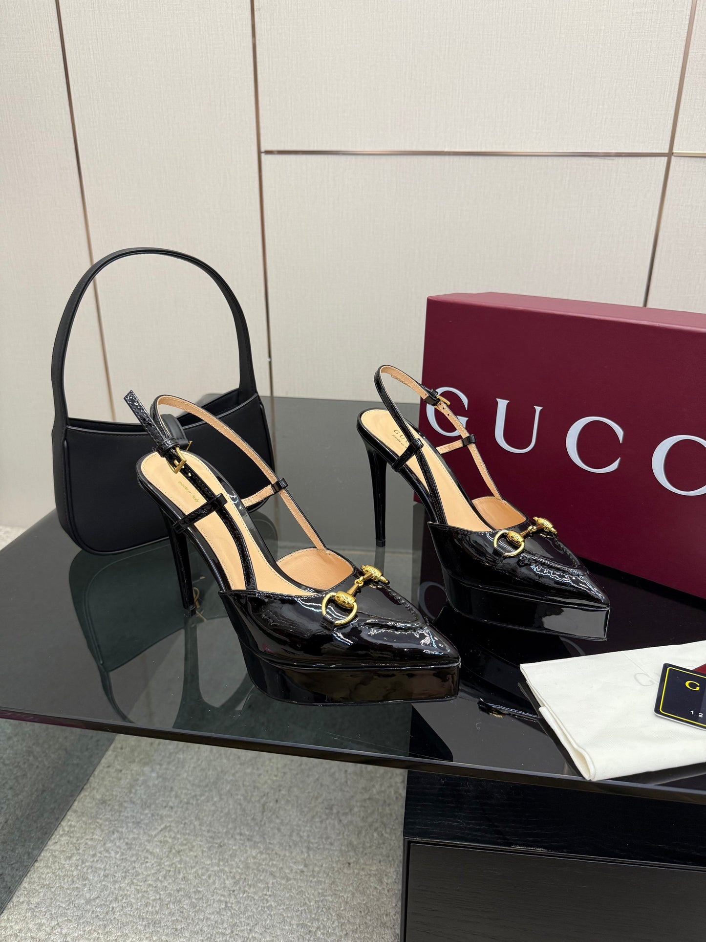 GG 25 Platform Sandals 11.8cm Black Patent Leather