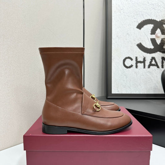 GG Jordaan Horsebit Ankle Boots 2.5 Brown Sheepskin 626774