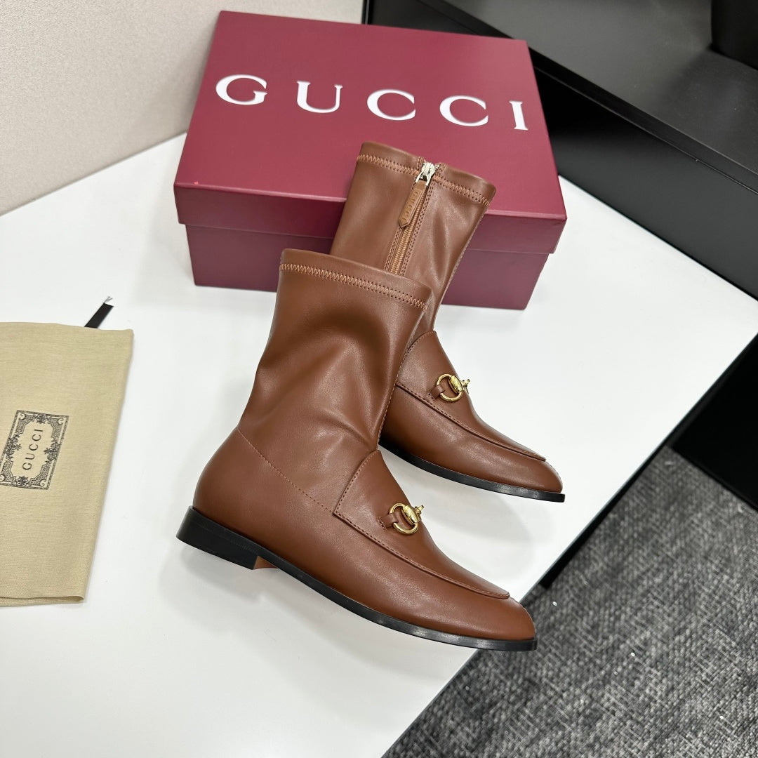 GG Jordaan Horsebit Ankle Boots 2.5 Brown Sheepskin 626774