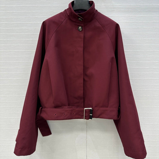 Loewe 25 Stand-up Collar Jacket Burgundy Polyester 288228