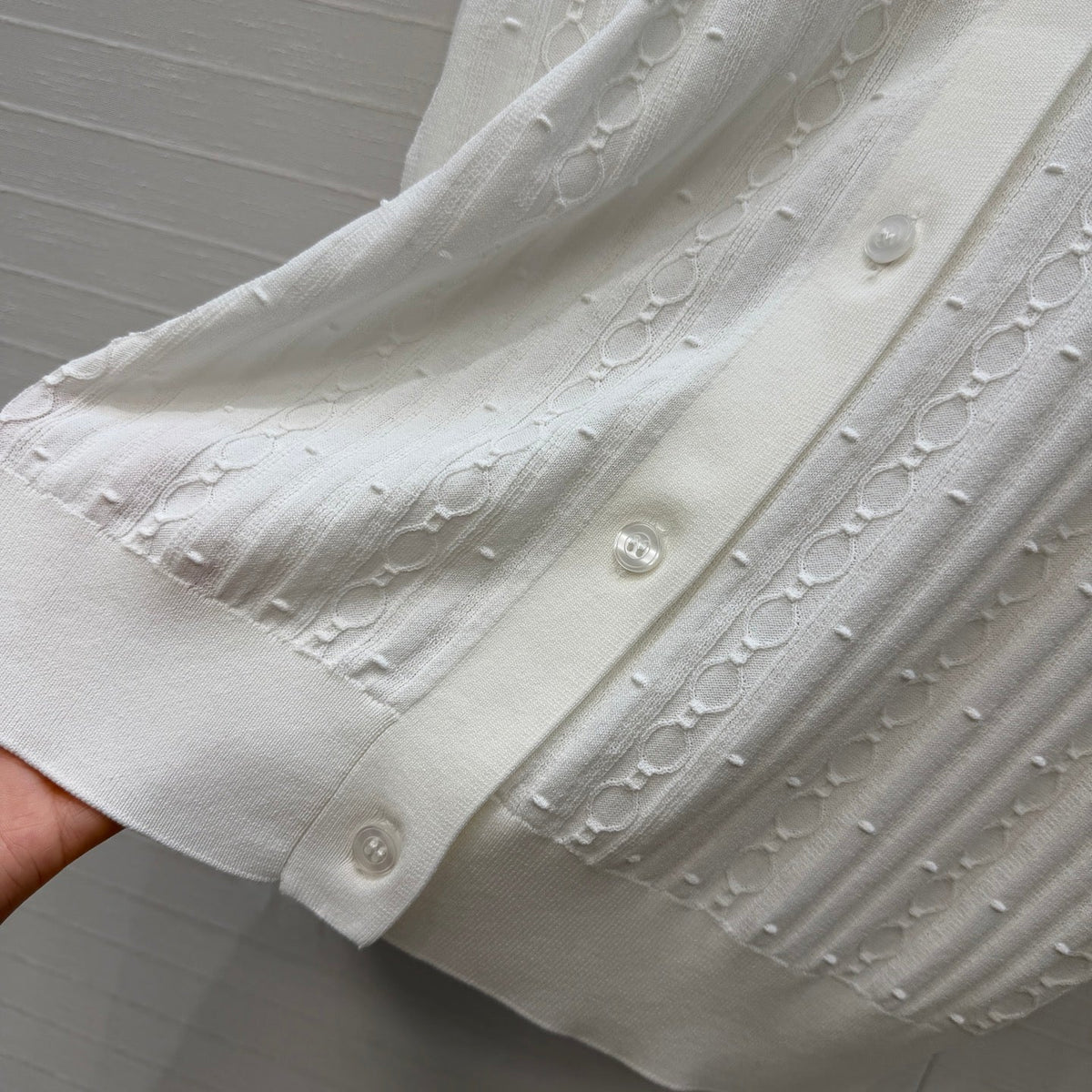 HM Long-Sleeve Sweater With Ruffled Details White Modal Nylon