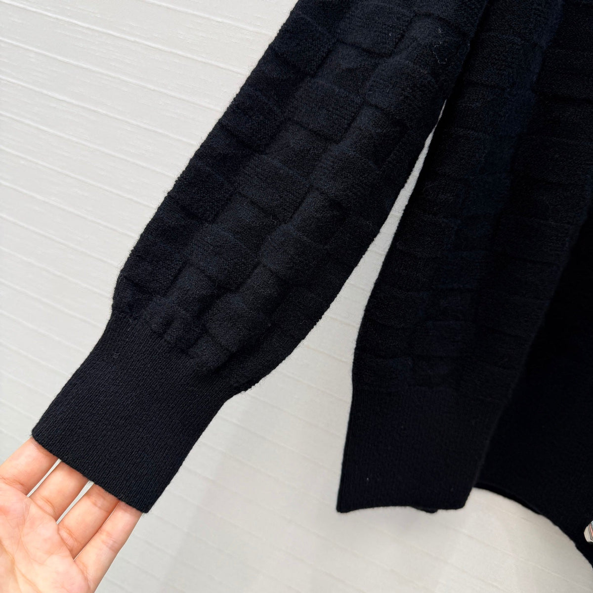 HM Monogram Toweling Cardigan Black Cashmere 402932