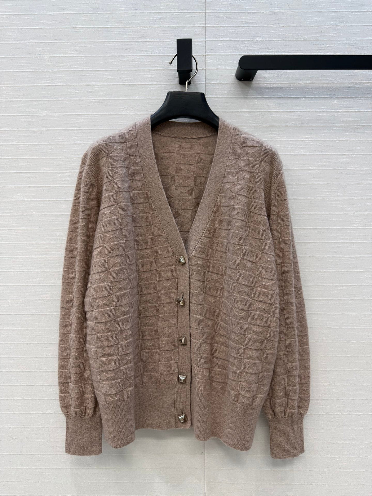 HM Monogram Toweling Cardigan Taupe Cashmere 402937