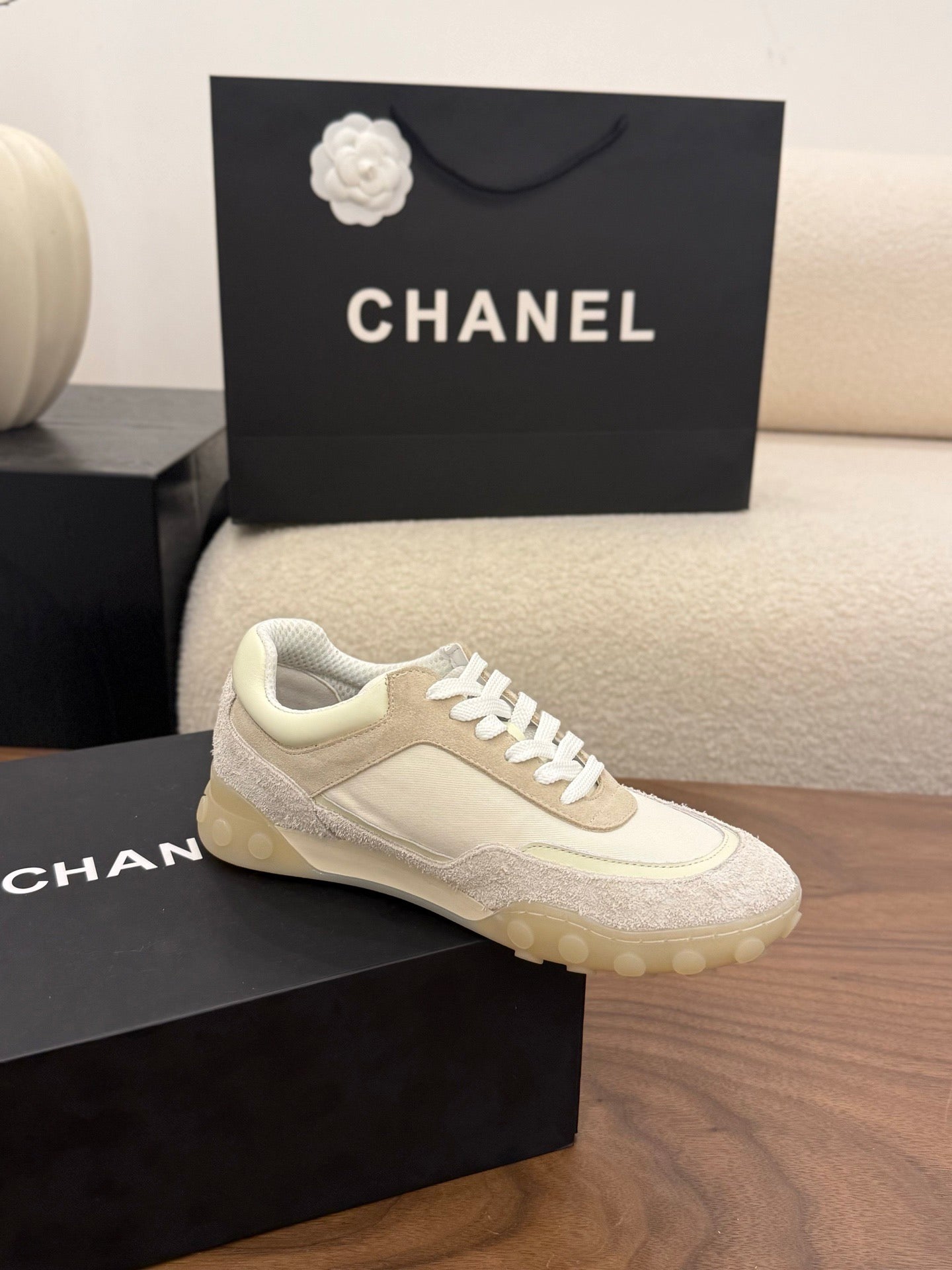 CC 2026 Sneaker Grey White Fabric Suede Calfskin 676168