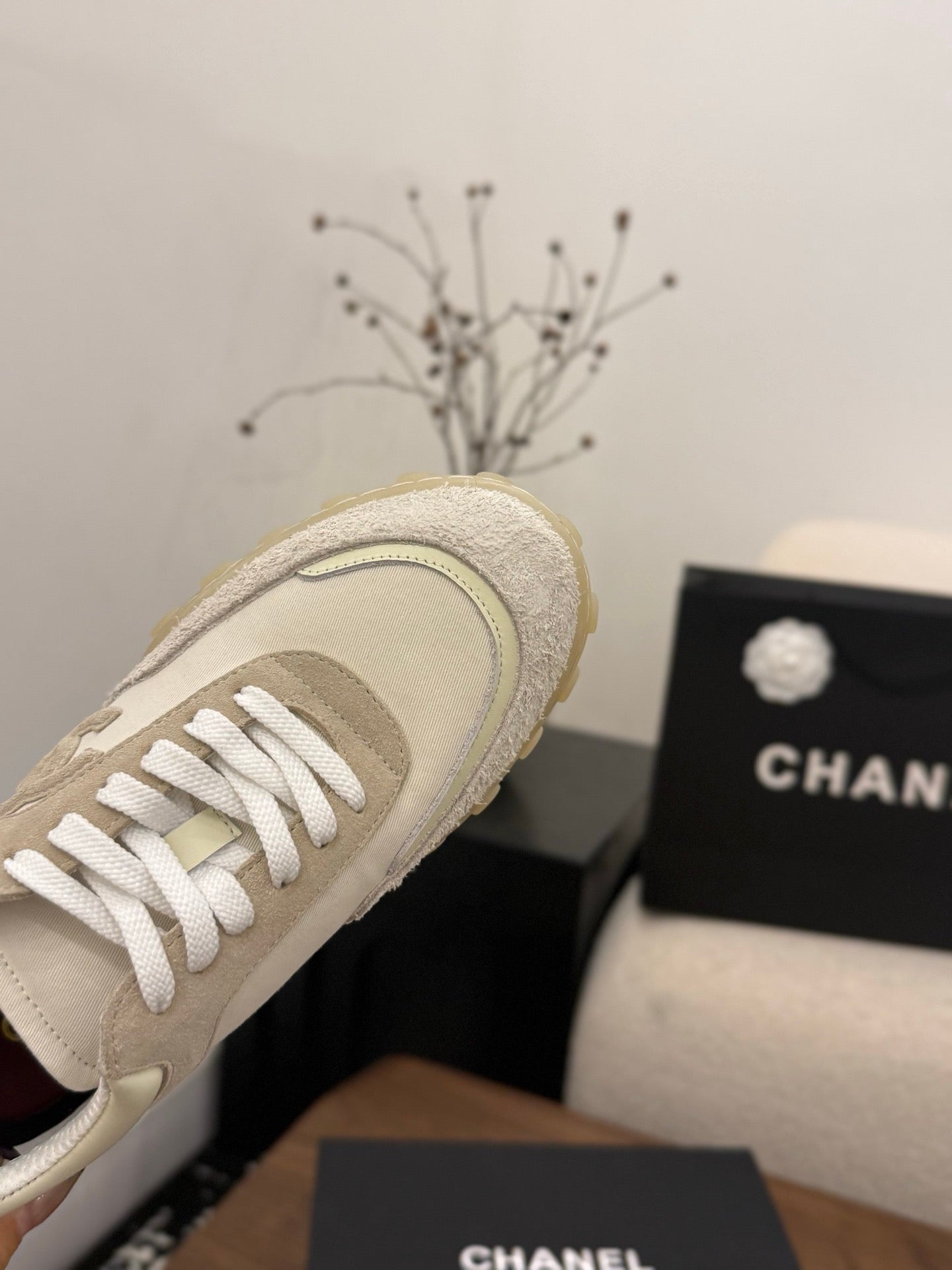 CC 2026 Sneaker Grey White Fabric Suede Calfskin 676168