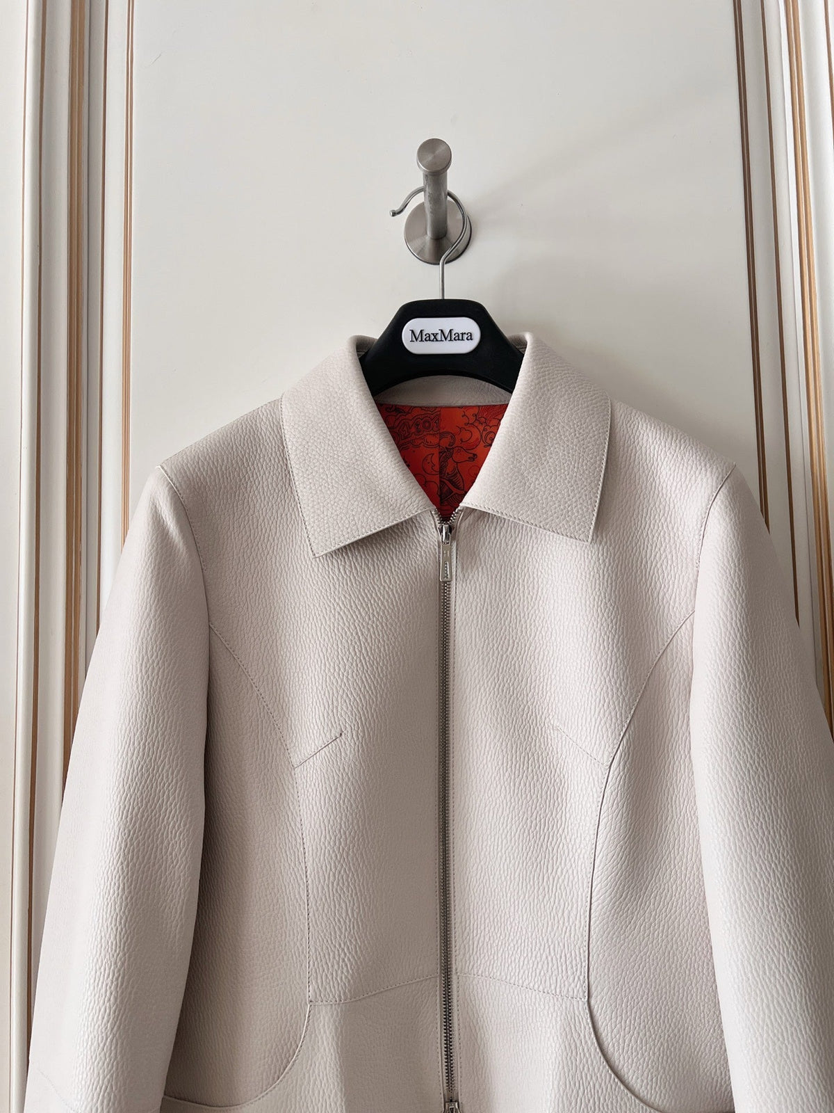HM 26s Equestrian Jacket Cream Leather 418969