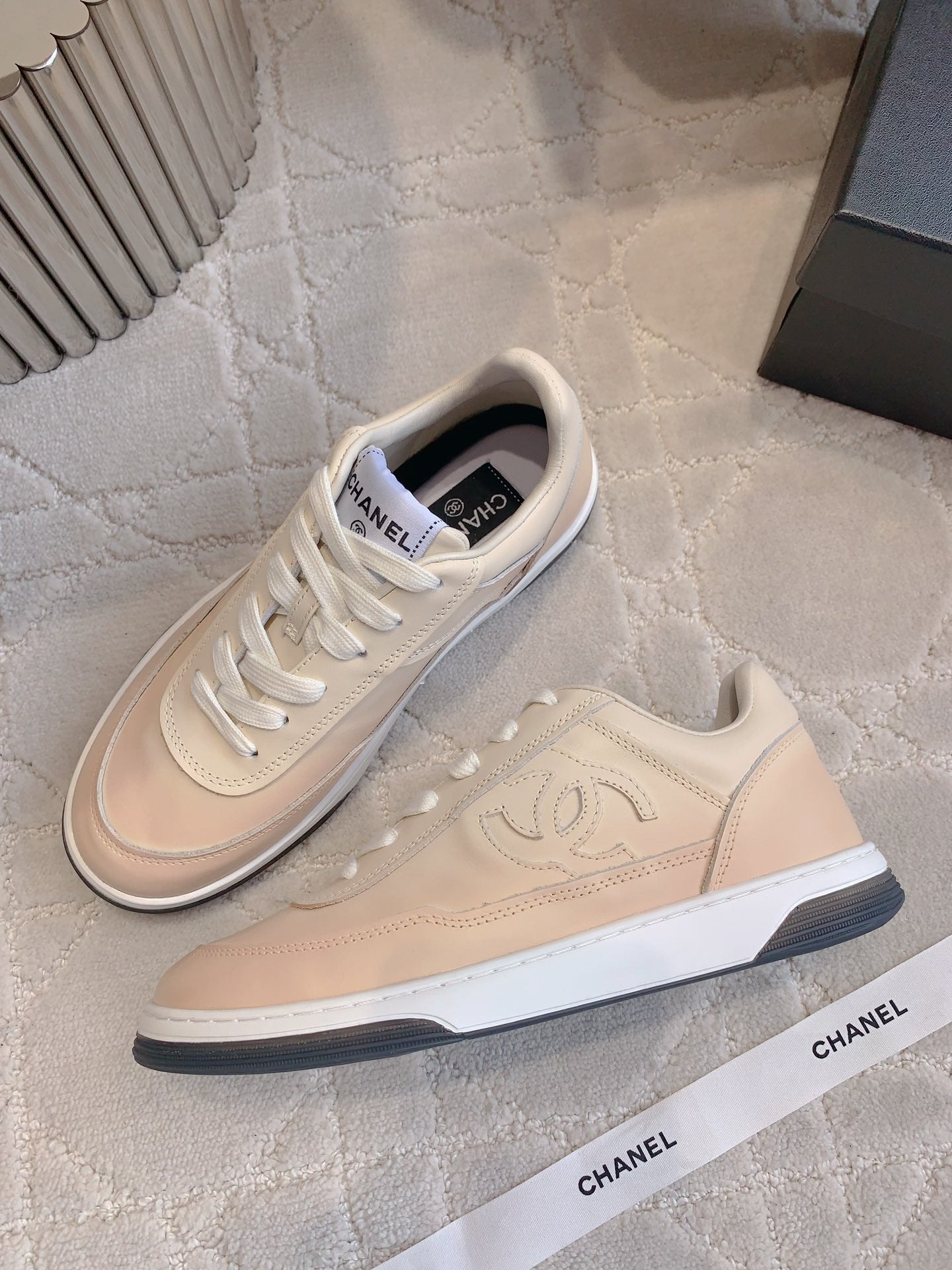 CC 2024 Logo Sneakers Beige Lambskin 906412