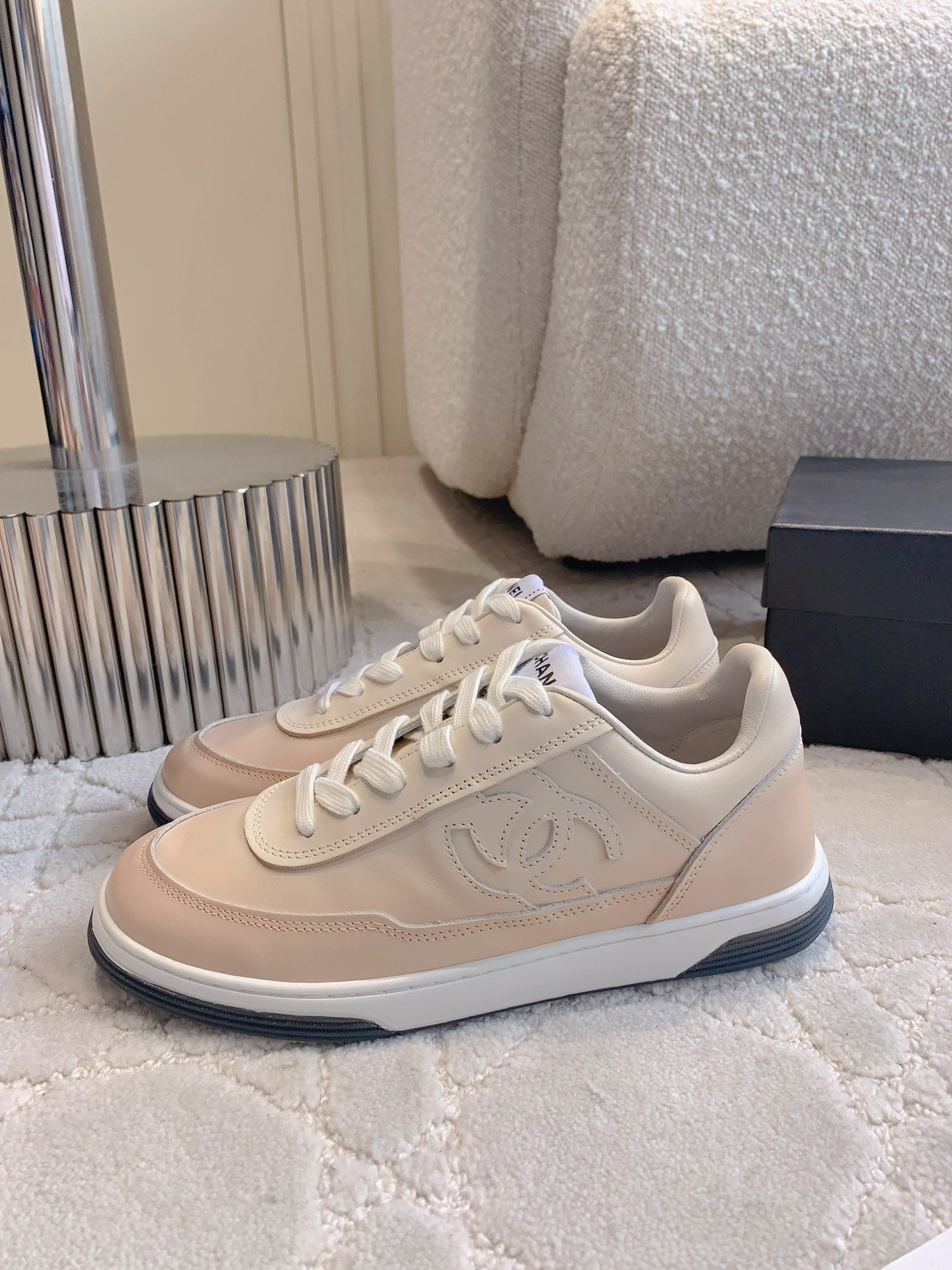 CC 2024 Logo Sneakers Beige Lambskin 906412