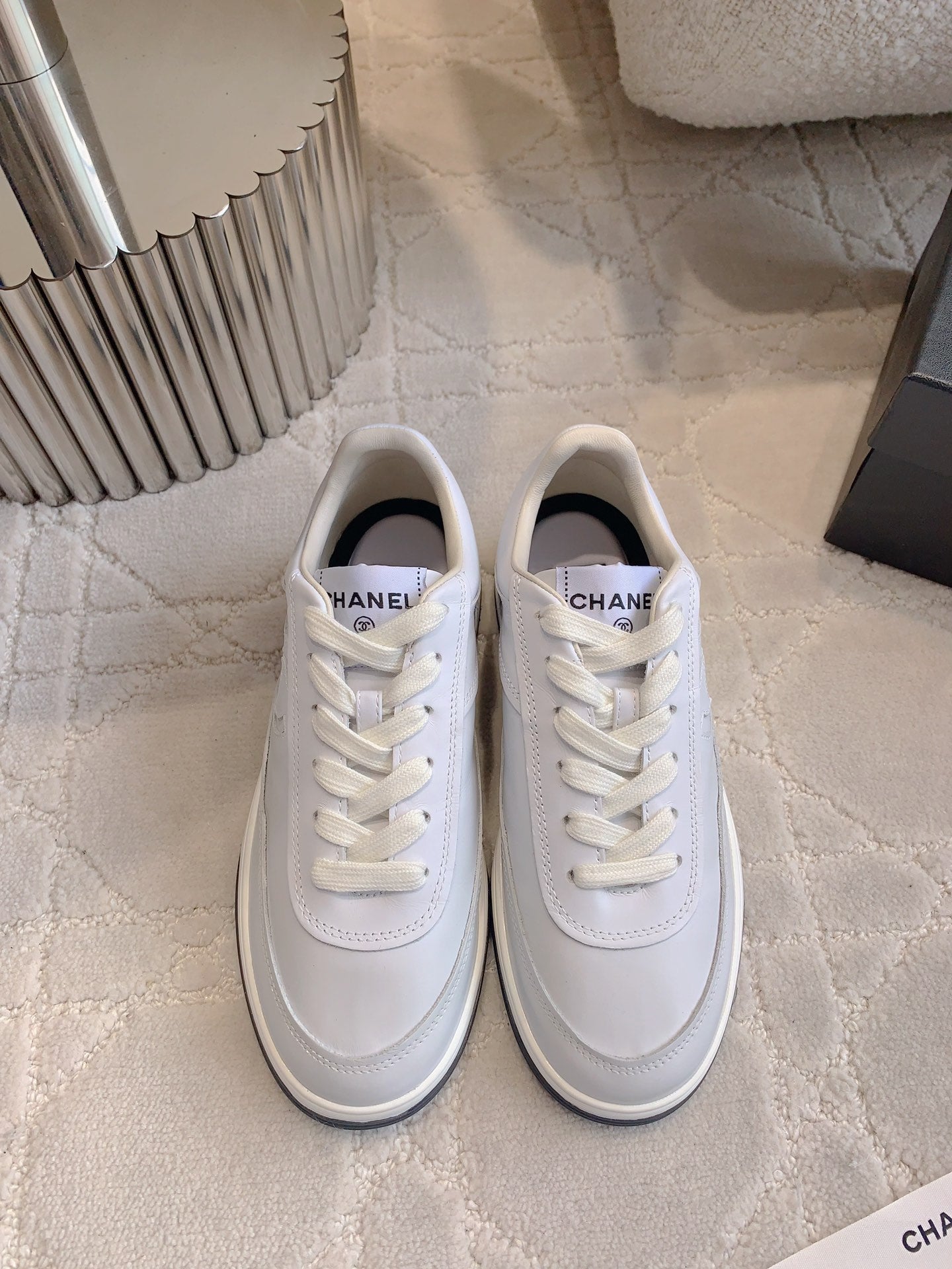CC 2024 Logo Sneakers Cream Lambskin 906413