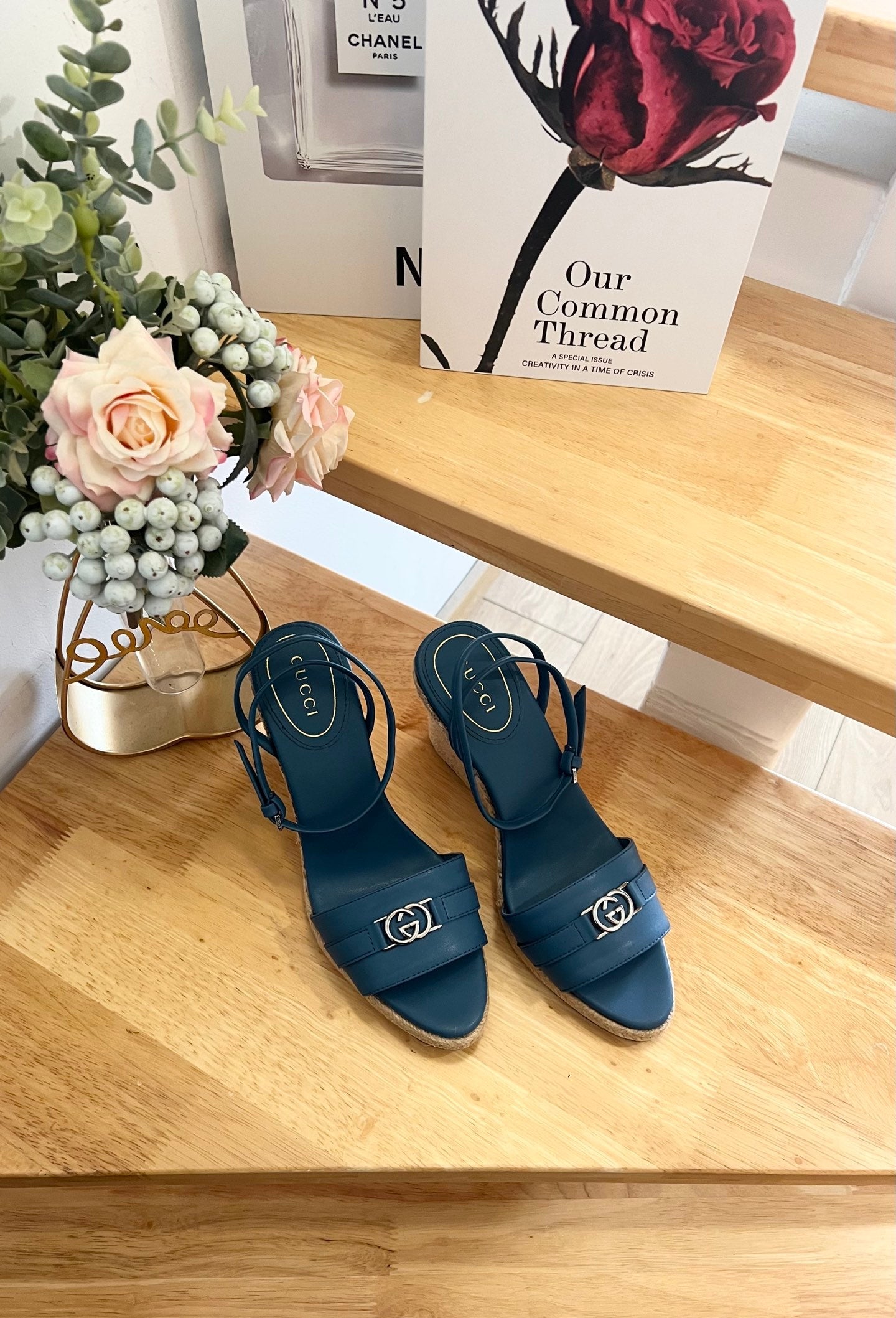 GG 26ss Platform Wedge Sandals 9cm Blue 692205