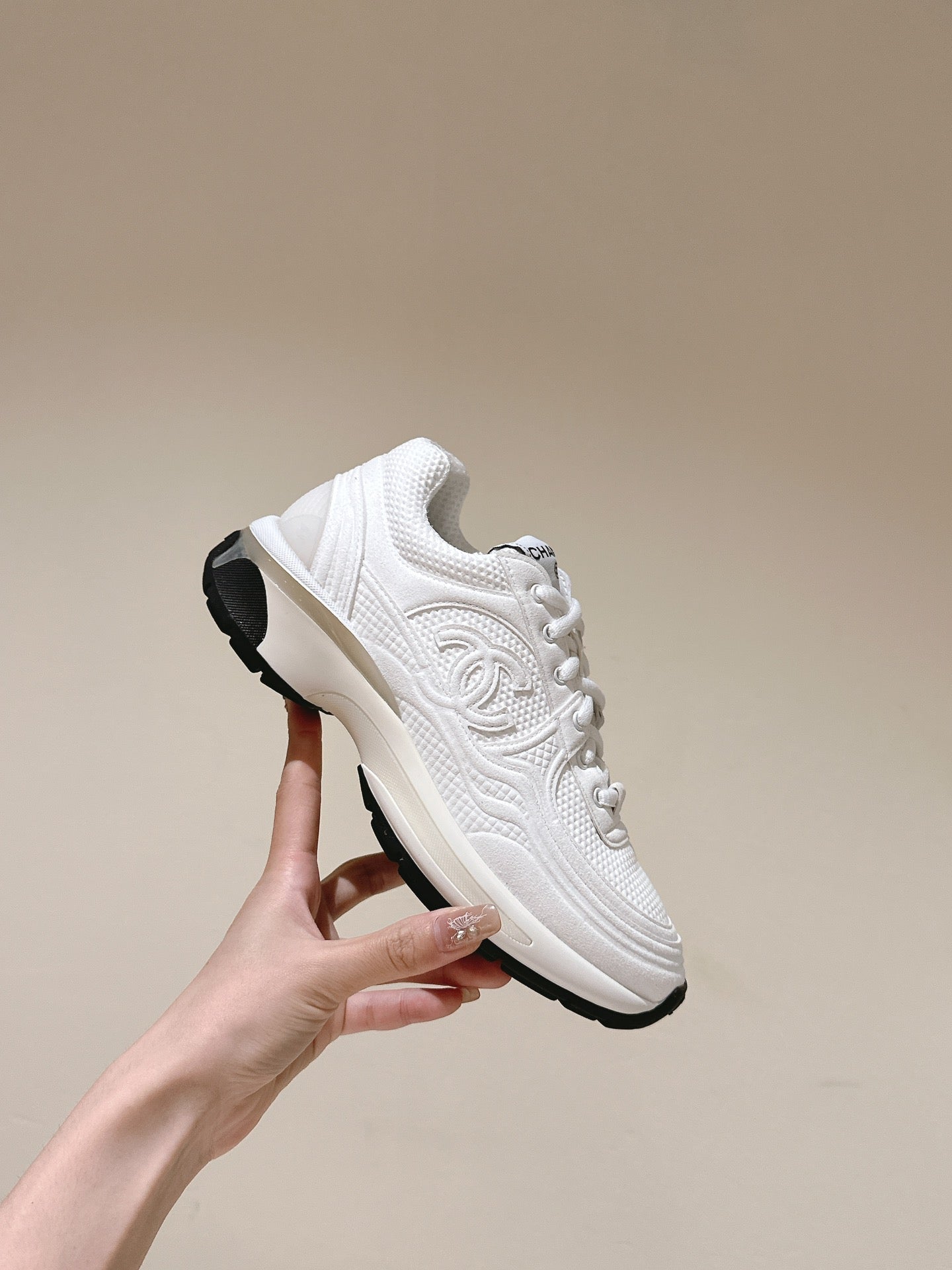 cc trainer white fabric