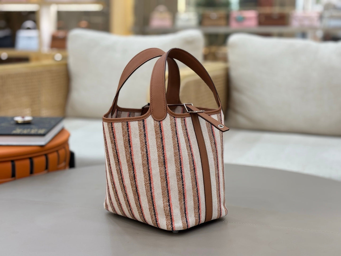 HM Picotin Lock 18 Bag Brown Taurillon Clemence Leather Embroidery 269974