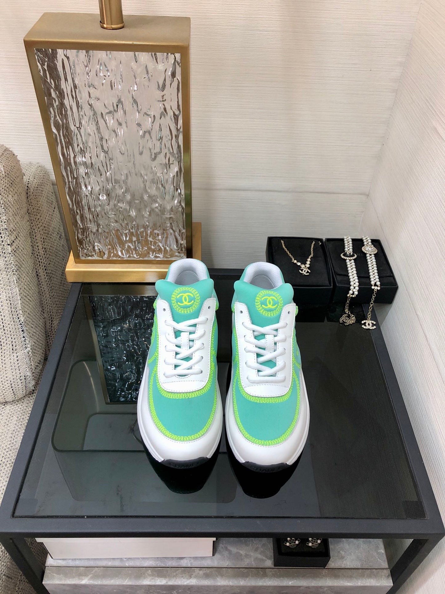 CC Sneaker Turquoise Mix White Fabric